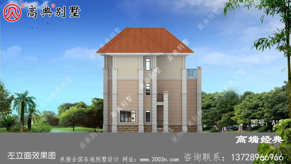 奢华不浮夸的欧式三层别墅设计效果图,带挑空大厅落地窗