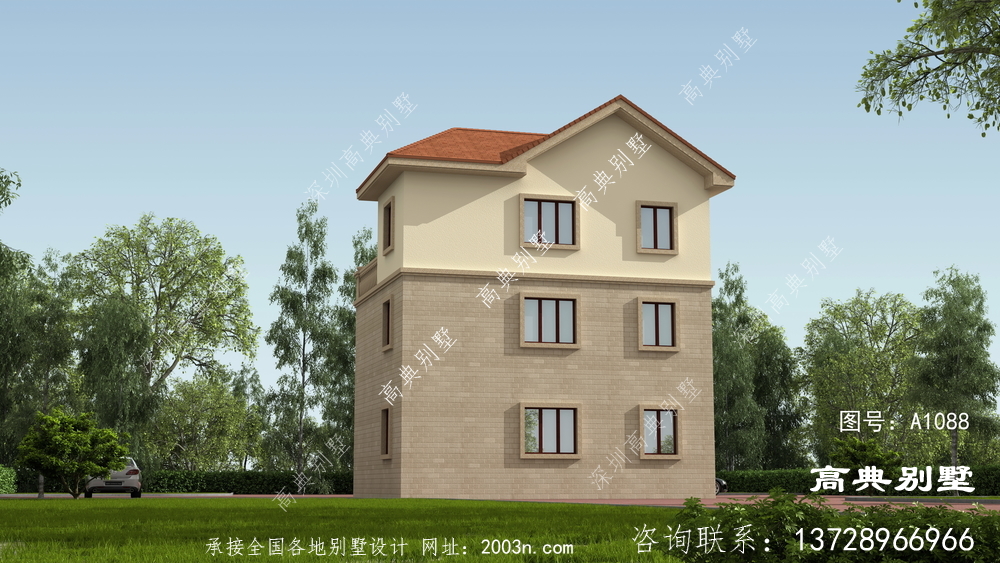 乡村欧式三层房子别墅设计图