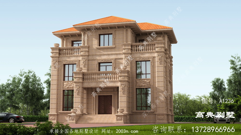 欧式石材三层自建别墅,真的太经典了