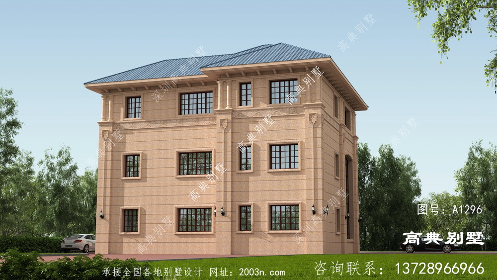洋气别墅设计图为三层户型,外观大气