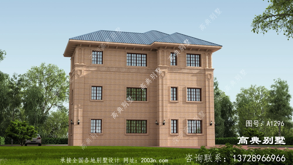 洋气别墅设计图为三层户型,外观大气