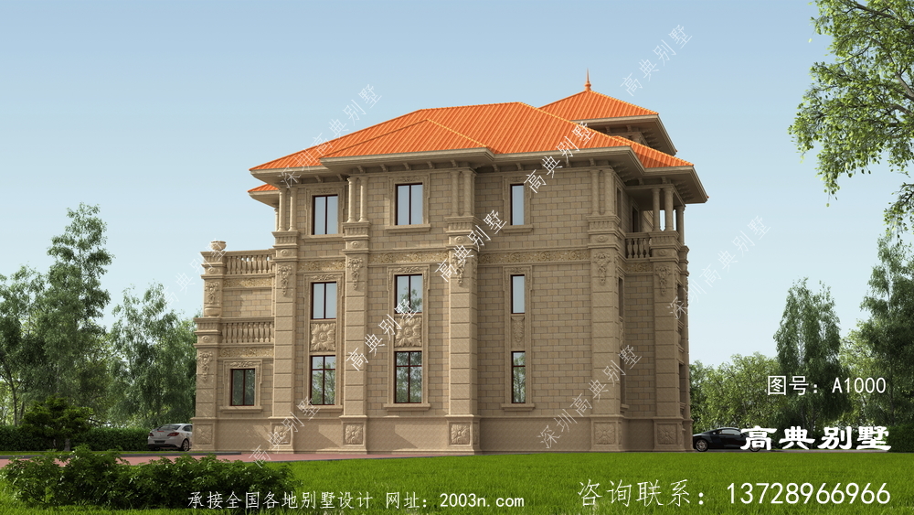 欧式风格豪华别墅实景图纸