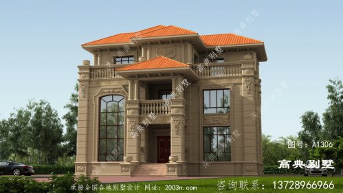 欧式三层石材别墅效果图