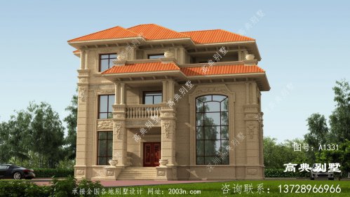 歐式風格三層石材別墅設計裝修效果圖