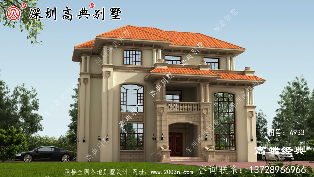 农村自营住宅三层外观效果图,外观大气内部布局无可挑剔。