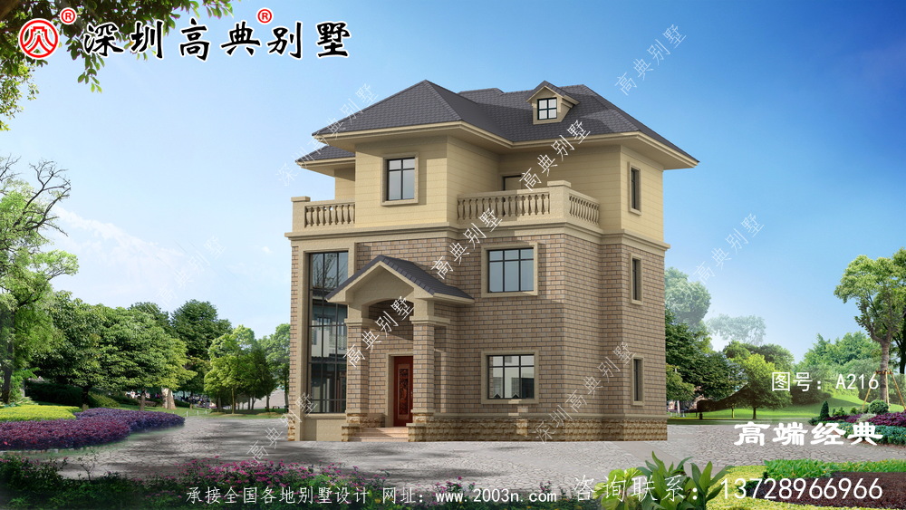 乡村简洁美观的三层设计图,户型方正布局,为您打造心仪之家。
