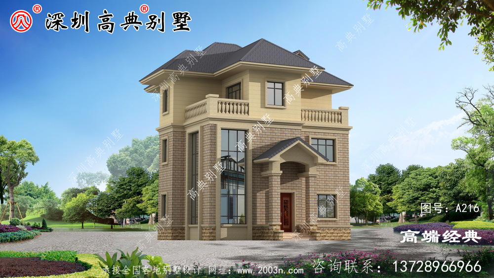 乡村简洁美观的三层设计图,户型方正布局,为您打造心仪之家。