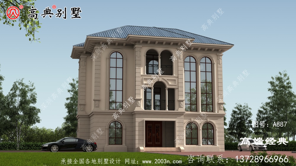 下面这款欧式别墅,既美观又实用,很适合农村建造。